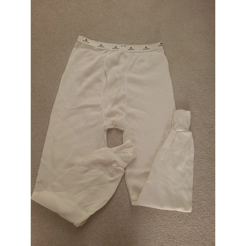 Indera Men's Cotton Waffle Knit‎ Heavyweight Thermal Bottoms Pants X-Large White